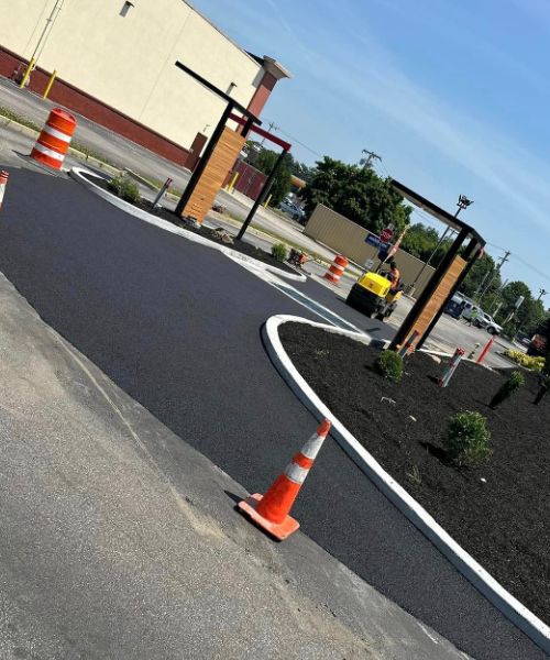 A road that has some cones on it