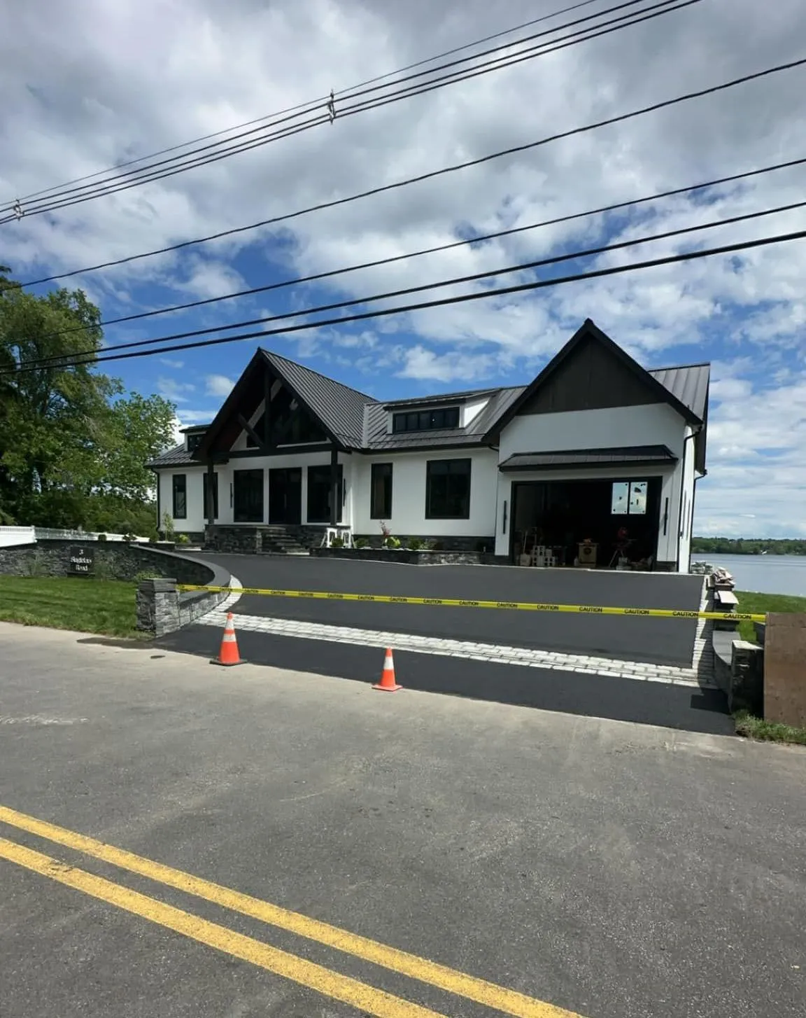 A large house sitting on the side of a road